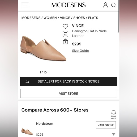 BRAND NEW Vince Darlington Nude Leather Pointed Toe Flats - Picture 2 of 7